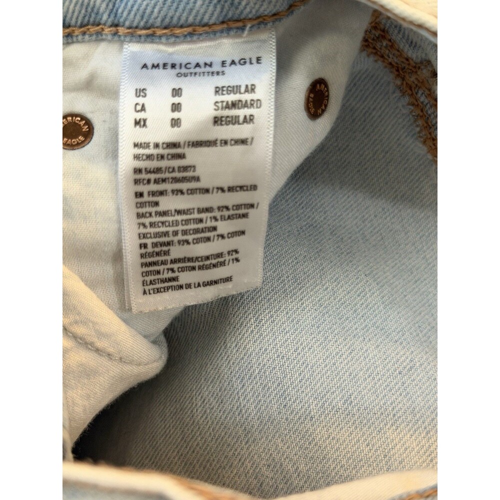 American Eagle Highest Rise Baggy Straight Light Wash Jeans Size 00 - Picture 7 of 7